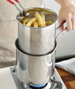 Freidora de acero inoxidable con cesta con filtro – Compacta y