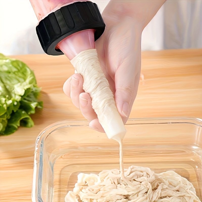 4 piezas de rellenador manual de salchichas, material plástico resistente, incluye 3 boquillas, ideal para hacer salchichas caseras, fiestas navideñas y uso en cocina, diseño fácil de limpiar, apto para todas las estaciones