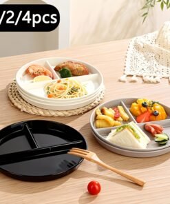1/2/4 piezas, Plato Dividido para Control de Porciones, Plato Separado, Plato para Pérdida de Peso, Tres Compartimentos, Plato de Plástico Resistente a Caídas, Plato Escolar, Apto para Microondas y Lavavajillas, Ideal para el Control del Peso, Feliz Eid Al-Fitr