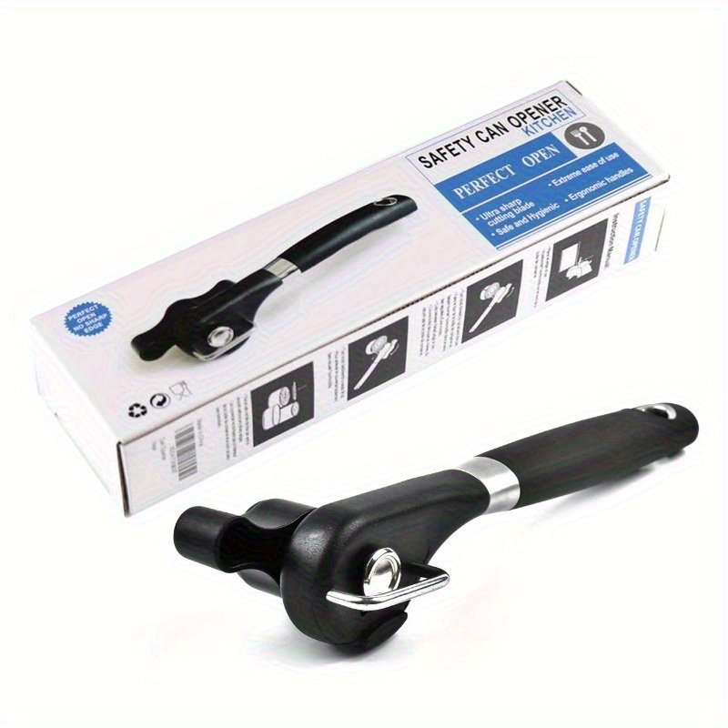 Abrelatas multifunción de 1 pieza con apertura lateral, rápido y fácil, de acero inoxidable, cuchillo de cocina, abrelatas, utensilio de cocina que abre perfectamente conservas, sopas, verduras, carnes— Equipo de servicio de alimentos de grado profesional