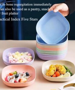 10 platos pequeños cuadrados y coloridos/10 platos cuadrados/El tamaño del plato es de 5.12 pulgadas/Plato portátil para alimentos/Plato para huesos hondo/Plato para fruta/Muy adecuado para snacks y desayuno/Plástico duradero -/Herramienta de cocina imprescindible