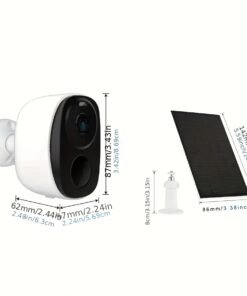 Alternative view of 2 Juegos/1 Paquete Cámara de Seguridad Inalámbrica para Exteriores, FHD 3MP Visión Nocturna con Foco, Alimentación por Batería y Energía Solar, Detección Humana, con Panel Solar, Detección PIR, Comunicación Bidireccional, Almacenamiento en Tarjeta SD/Nube con 3 Días de Almacenamiento Gratuito