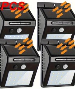 4/8 Sets de Luces Solares para Exteriores, Seguridad Solar con Sensores de Movimiento para Jardines, Vallas, Patios y Garajes