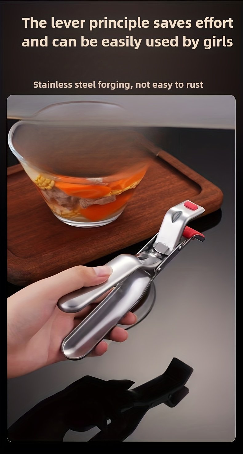 Pinza antiescaldaduras de acero inoxidable | Pinza para cuencos de cocina y vaporeras, resistente al calor, mango ergonómico - Ligera y fácil de usar, apta para freidoras de aire, vaporeras, hornos | Artefacto de cocina