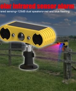Alarma Solar con Luz y Sonido, Sensor de Movimiento, Luz Estroboscópica, Detector de Movimiento, Alarma de 129Db con 13 Sirenas Integradas, Luz Solar para Uso en Casa, Villa, Patio, Gallinero, Granja, Granero