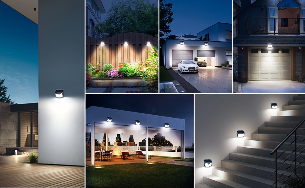 1 Paquete de 70 Luces Solares LED Blancas para Exteriores, Luces de Seguridad Inalámbricas con Sensor de Movimiento Solar, IP65 con 3 Modos de Funcionamiento para Jardín