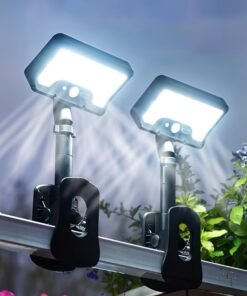 Luces Solares Exteriores Ultrabrillantes, Luces Solares de Clip, Portátiles, Luces de Calle, Focos Exteriores y Luces de Seguridad, Luces con Sensor de Movimiento, Adecuadas para Patios, Jardines, Aventuras de Camping al Aire Libre, Iluminación de Emergencia Interior, Vallas, Patios, Balcones