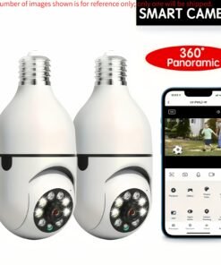 Cámara de seguridad estilo bombilla, 1 pieza, cámara doméstica inalámbrica WiFi, vigilancia interior PTZ 360°, calidad de imagen nítida, 2.4GHz, compatible con visión nocturna en color, audio bidireccional, seguimiento automático y detección de movimiento, base de rosca E27, la elección ideal para