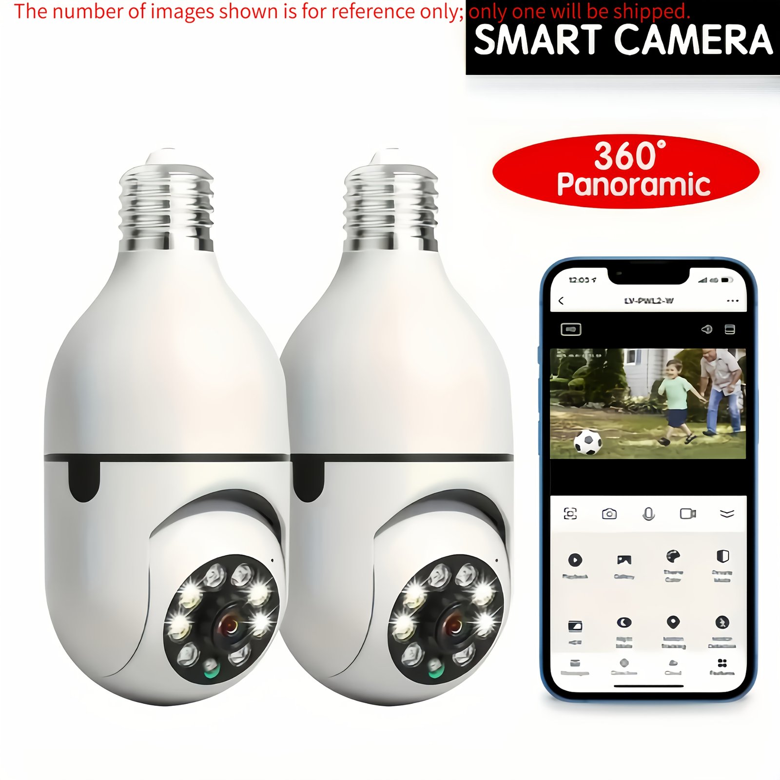 Cámara de seguridad estilo bombilla, 1 pieza, cámara doméstica inalámbrica WiFi, vigilancia interior PTZ 360°, calidad de imagen nítida, 2.4GHz, compatible con visión nocturna en color, audio bidireccional, seguimiento automático y detección de movimiento, base de rosca E27, la elección ideal para