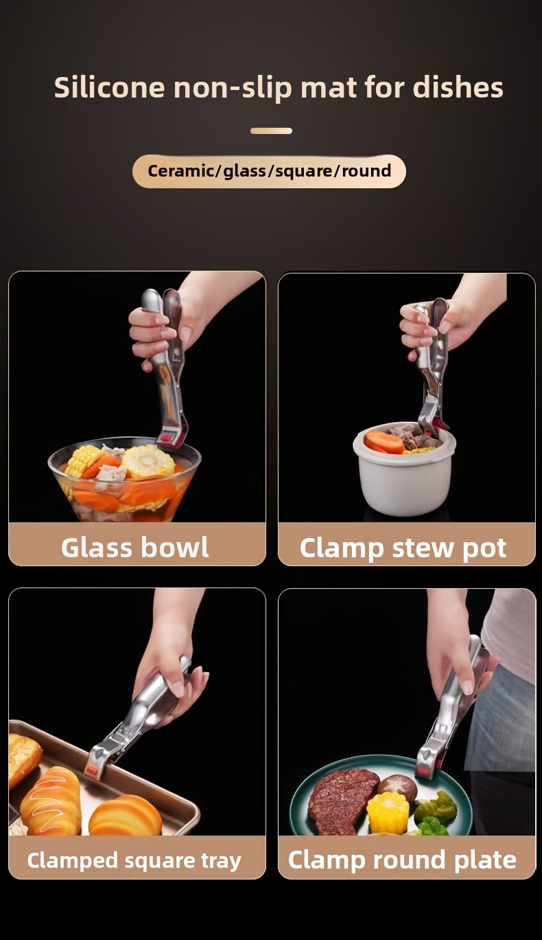Pinza antiescaldaduras de acero inoxidable | Pinza para cuencos de cocina y vaporeras, resistente al calor, mango ergonómico - Ligera y fácil de usar, apta para freidoras de aire, vaporeras, hornos | Artefacto de cocina