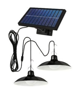 1 Lámpara Colgante LED Solar - Doble/Simple Cabeza, Iluminación para Exterior e Interior, Ideal para Patio, Garaje, Camping en RV - Brillo Ajustable, Fácil Instalación, Luz Solar para Exteriores