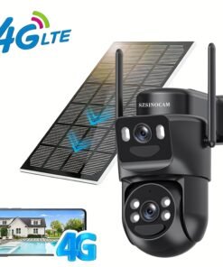 Cámara de vigilancia de seguridad para el hogar 4G LTE con energía solar para monitoreo de seguridad familiar, vista de monitoreo panorámica ultraancha, tarjeta SIM 4G preinstalada (cobertura de datos ilimitada dentro del período de validez), compatible con conexión sin WiFi, visión nocturna a todo