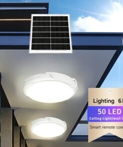 Luz de Pared Exterior con 50 LED y Control Remoto Infrarrojo - Ideal para Porche, Jardín, Balcón - Fácil Instalación, Encendido Automático, Sin Cableado, Bombilla LED