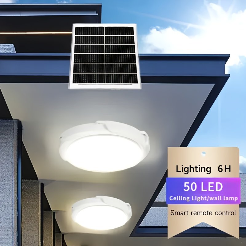 Luz de Pared Exterior con 50 LED y Control Remoto Infrarrojo - Ideal para Porche, Jardín, Balcón - Fácil Instalación, Encendido Automático, Sin Cableado, Bombilla LED
