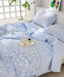 Colcha de Verano Suave Lavada, Núcleo de Colcha, Agradable para la Piel, Transpirable, Absorbente de Humedad y Manta Multifuncional que Absorbe el Sudor, Colcha Delgada para Aire Acondicionado de Siesta Individual y Doble