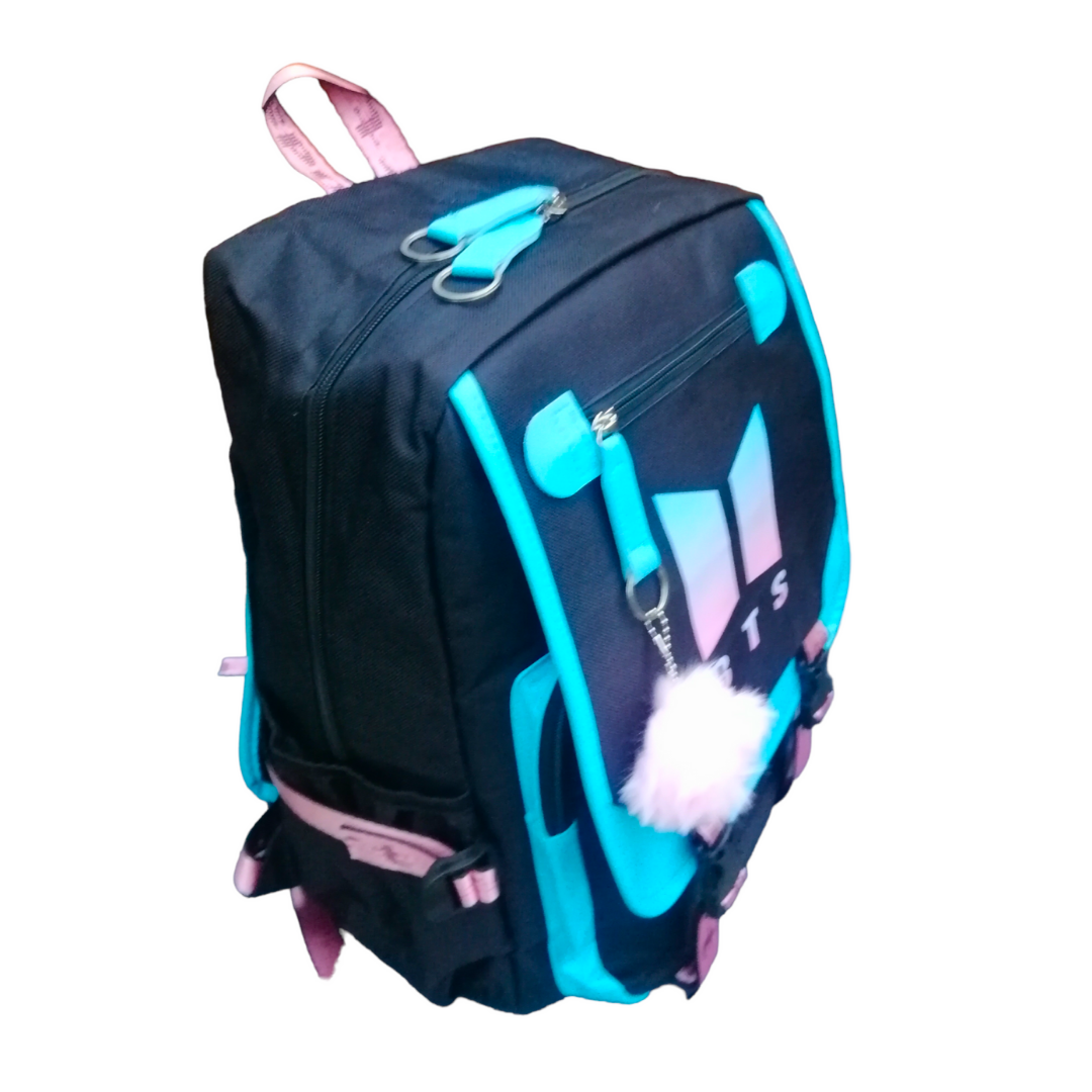 MOCHILA ESCOLAR BTS color celeste - vista 5